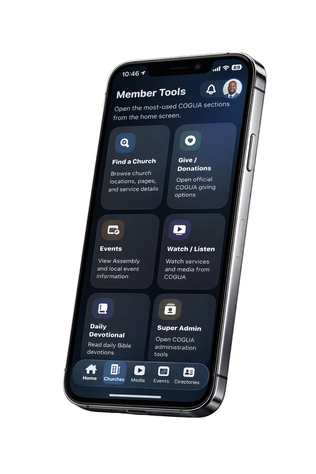 COGUA Members App shown on an iPhone